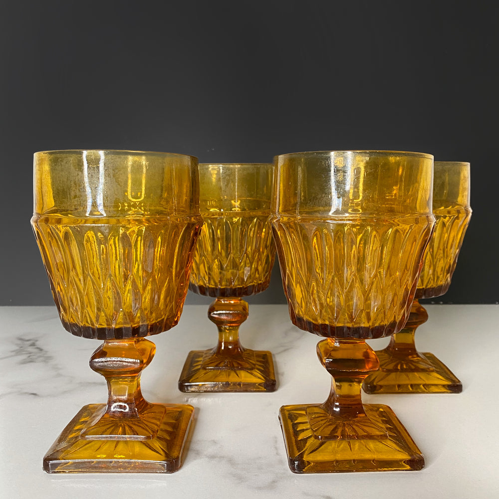 Amber Cut Glass Goblets - ae creative