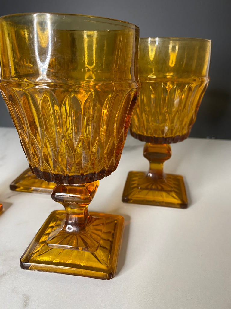 Amber Goblet Wine Glasses