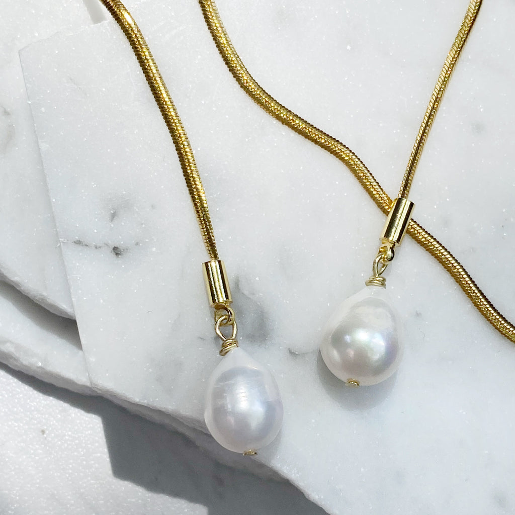 Pearl Drop Bolo Wrap Necklace